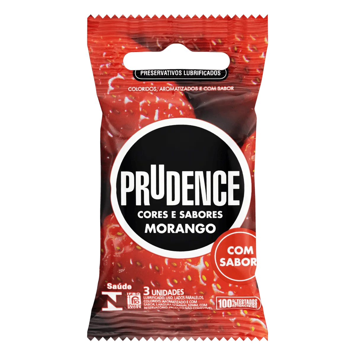 Preservativo Prudence Cores e Sabores Morango com 3 Unidades