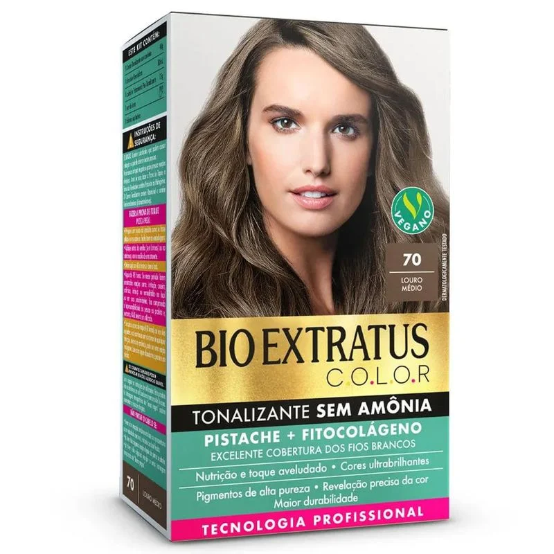 Tonalizante Sem Amônia Bio Extratus Color Louro Médio 70 com 1 Unidade