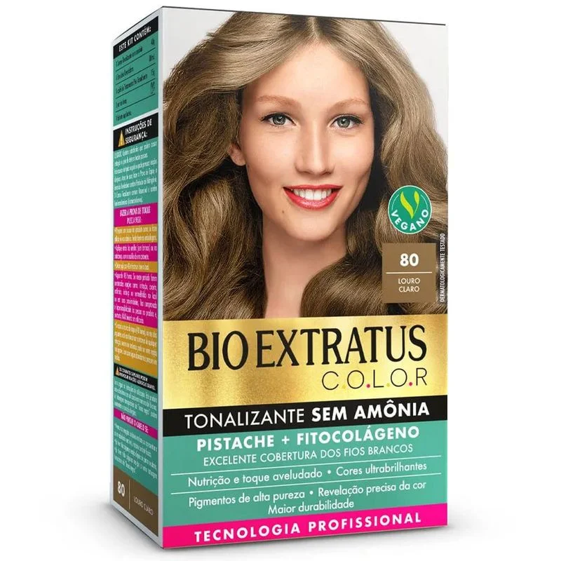 Tonalizante Sem Amônia Bio Extratus Color Louro Claro 80 com 1 Unidade