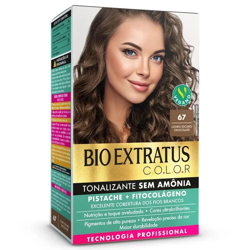 Tonalizante Sem Amônia Bio Extratus Color Louro Escuro Chocolate 67 com 1 Unidade