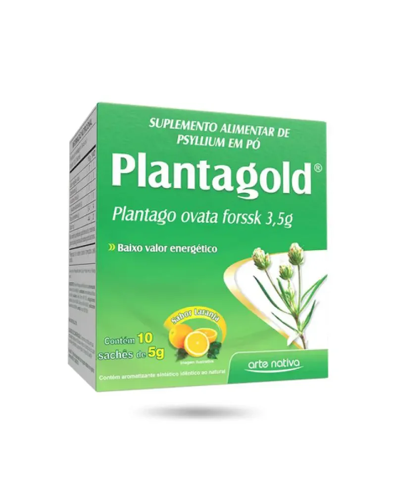 Regulador de Intestino Planta Gold Psyllium Plantago Ovata c/10 sachês de 5g Laranja Arte Nativa