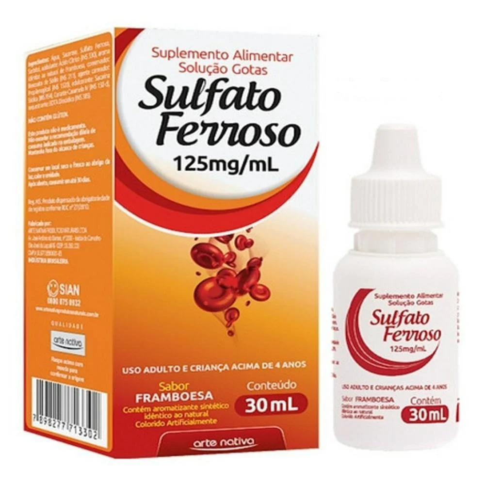Sulfato Ferroso 125mg/ml Solução de Uso Oral Frasco Gotejador 30ml