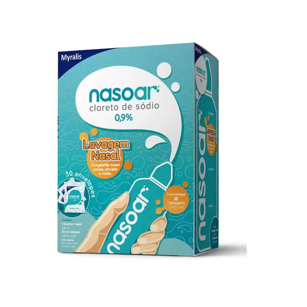 Lavagem Nasal Nasoar 0,9% Myralis 30 Envelopes + Frasco