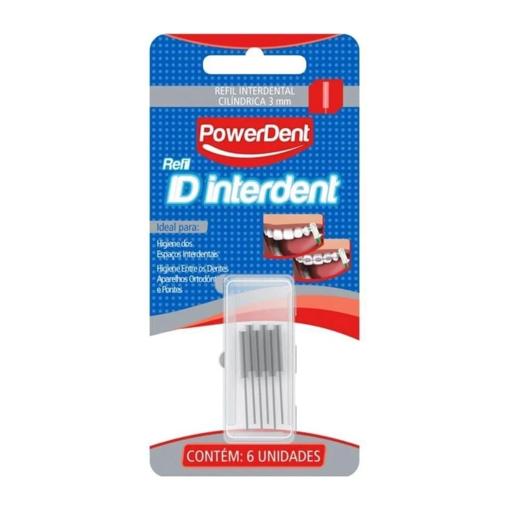 Refil ID Interdental Cilíndrico 3mm PowerDent com 6 Unidades