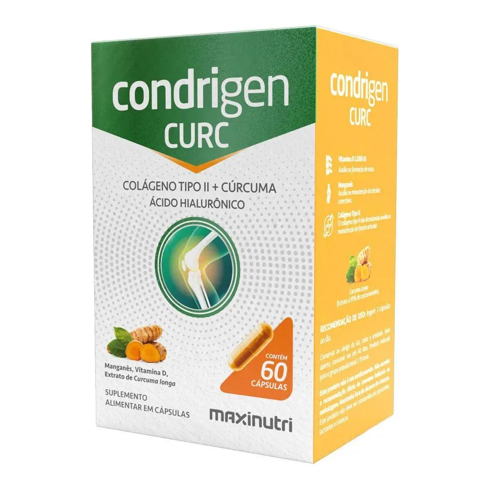 Condrigen Curc Colágeno Tipo 2 + Cúrcuma Maxinutri com 60 Cápsulas