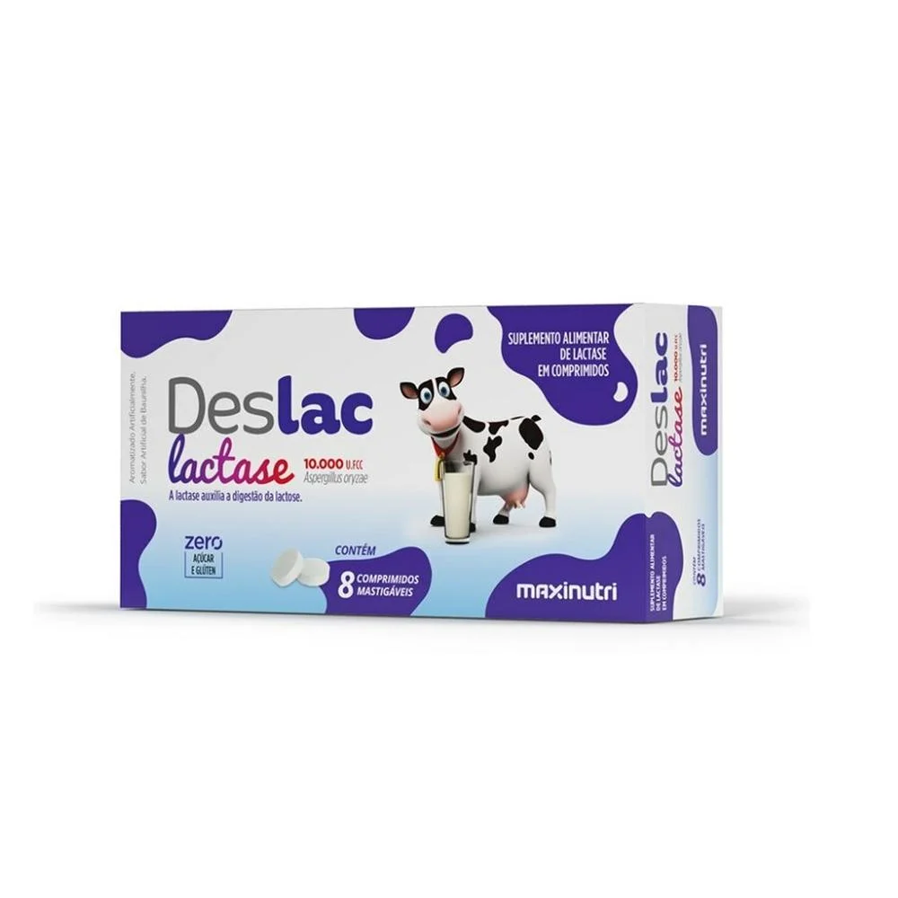 Deslac Lactase 10.000UFCC com 8 Comprimidos Mastigáveis