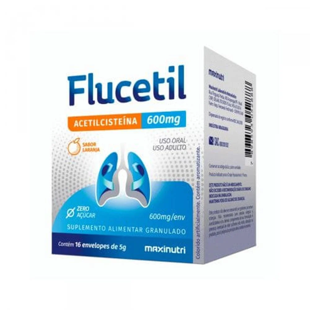 Flucetil 600mg Granulado de Uso Oral Sabor Laranja com 16 Sachês com 5g