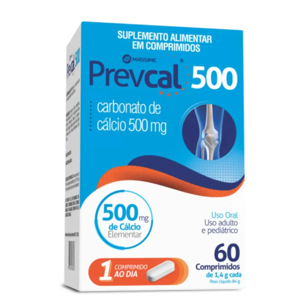 Carbonato de Cálcio 500mg Prevcal 60compr - Cálcio Elementar