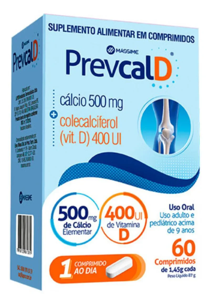 Prevcal D - 500mg Carbonato de Cálcio + 400ui Vit D 60cpr