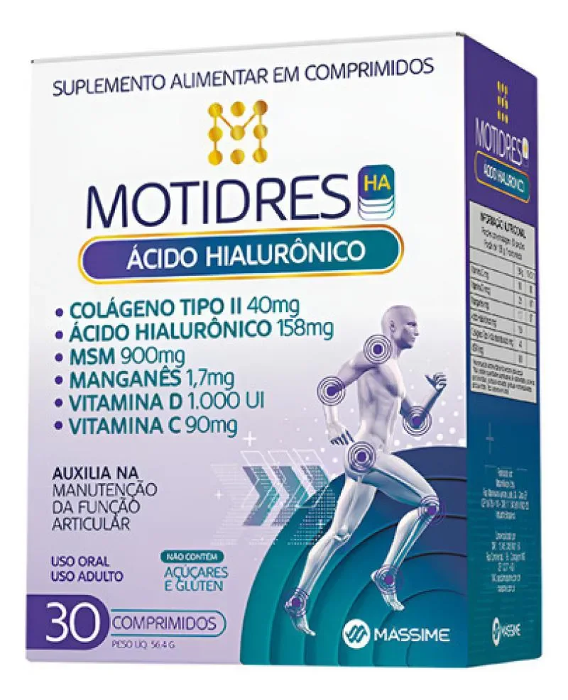 Motidres Msm, Colágeno Tipo 2, Ácido Hialurônico 30cpr