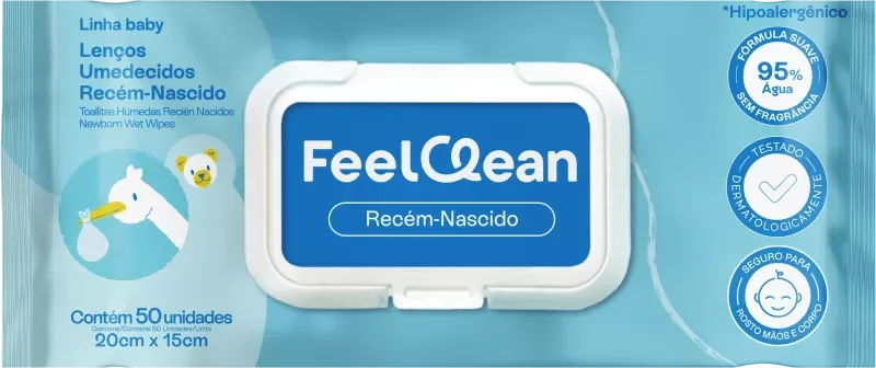 LENÇO UMEDECIDO FEELCLEAN 050UN RECÉM NASCIDO TOALHINHAS