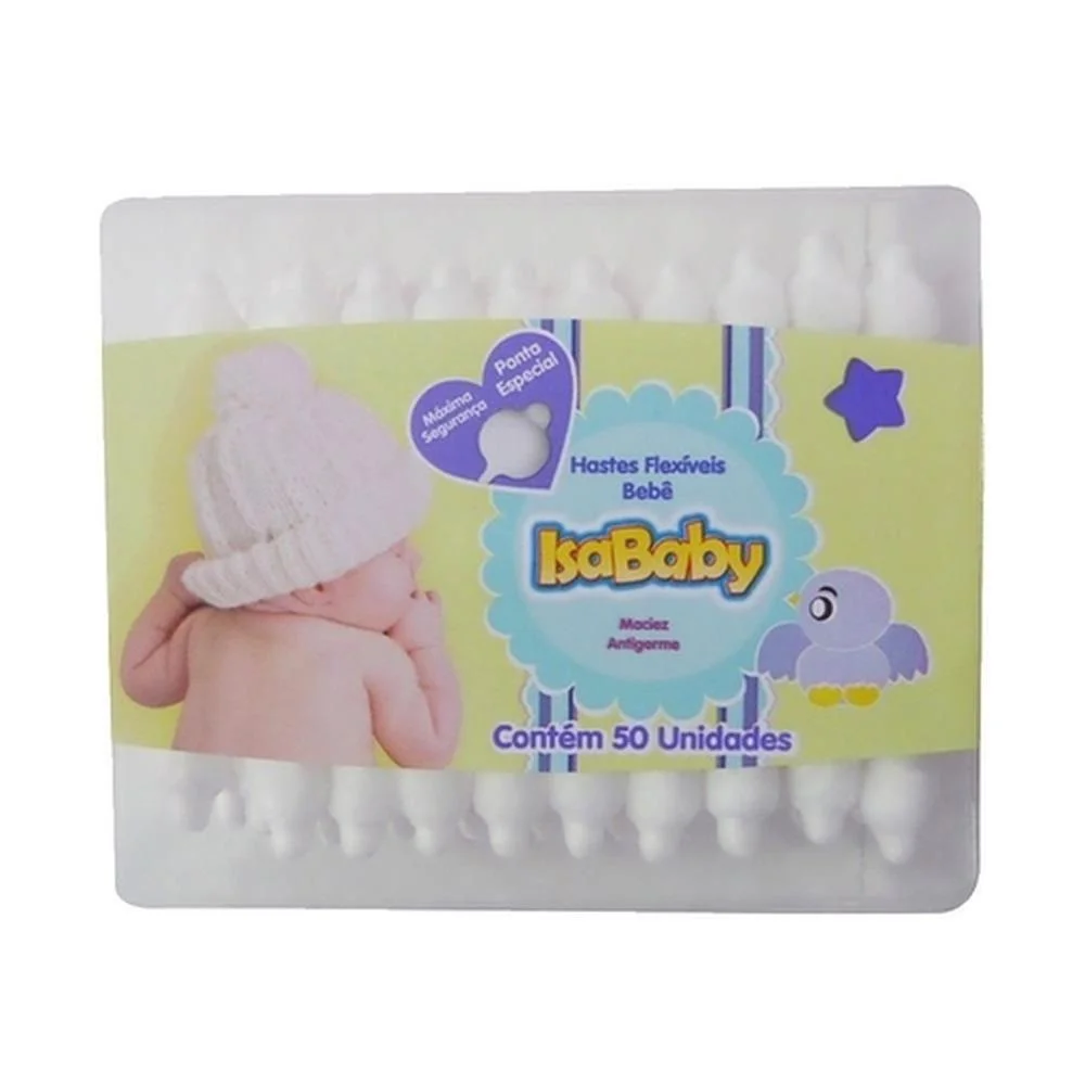 Hastes Flexíveis Infantis Isababy com 50 Unidades
