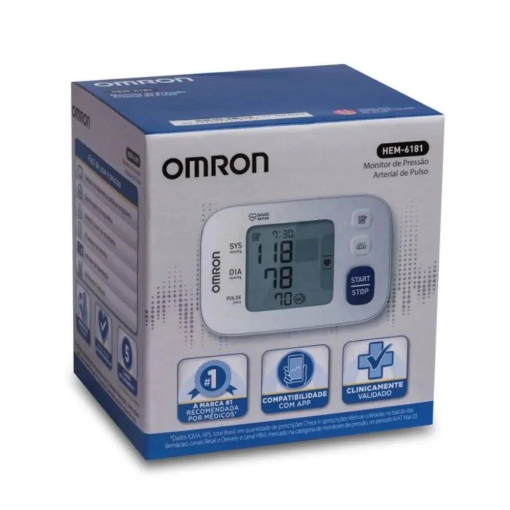 Monitor de Pressão Arterial de Pulso Omron com 1 Unidade