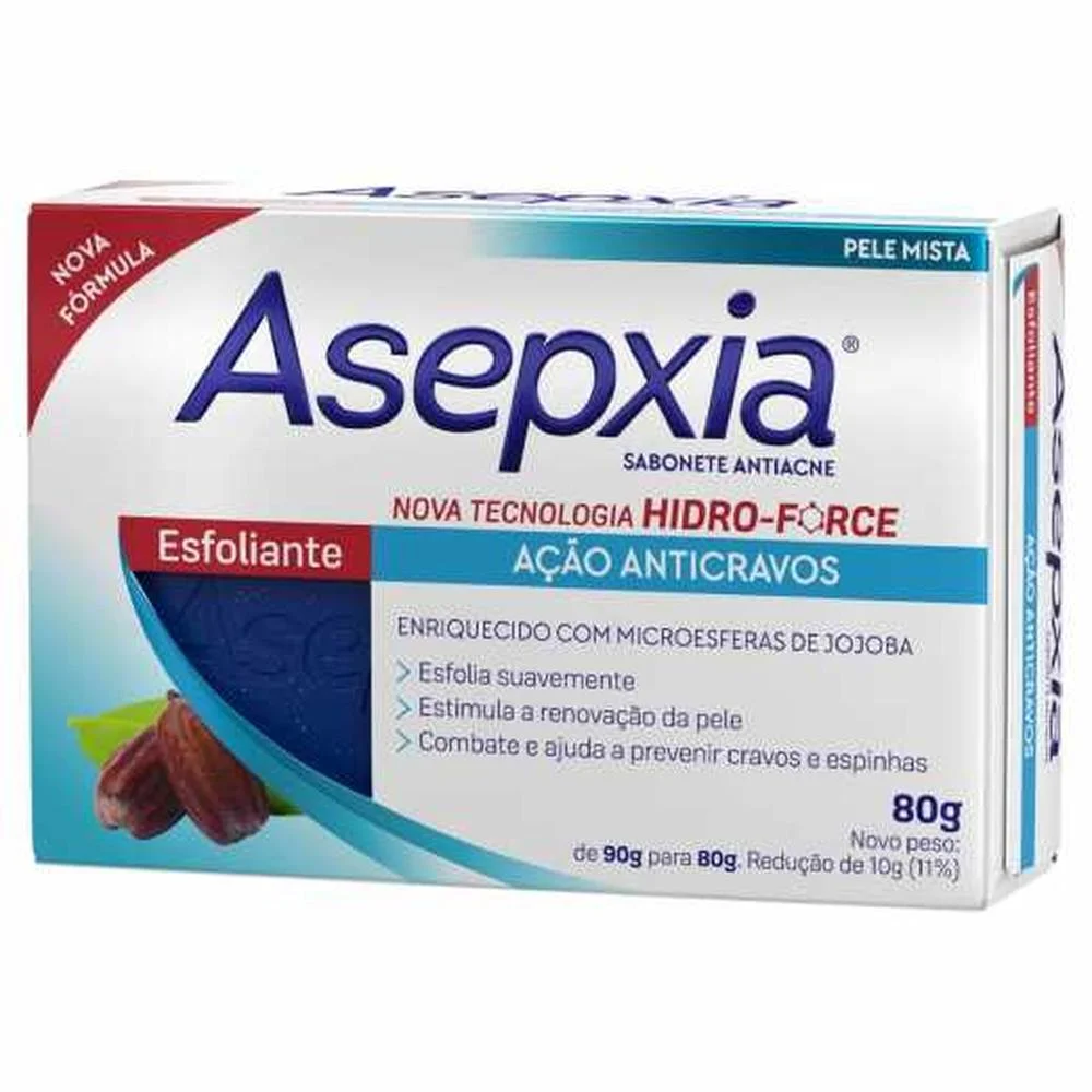 Sabonete Antiacne Asepxia Esfoliante Anticravos 80g