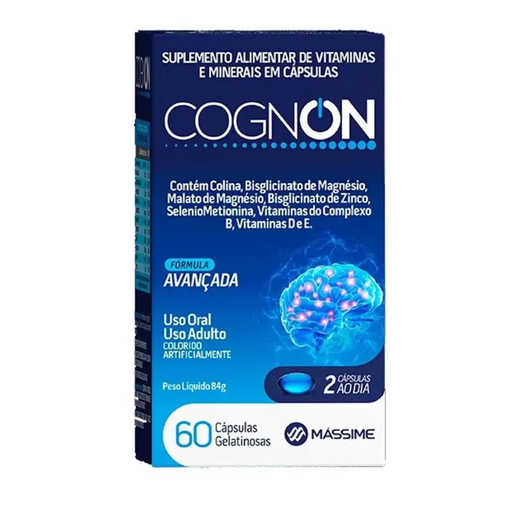 Cognon Vitaminas e Minerais 1000mg - Concentração e Foco - 60 Cápsulas. Massime