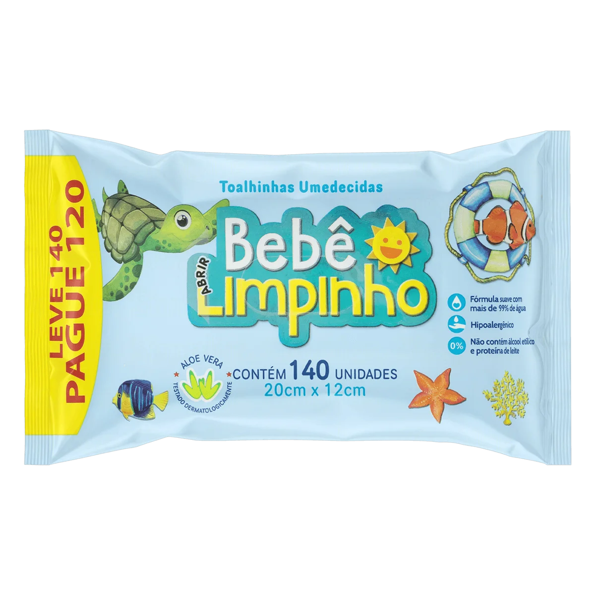 Toalha Umedecida Bebê Limpinho Pacote Pague 120 e Leve 140 Unidades
