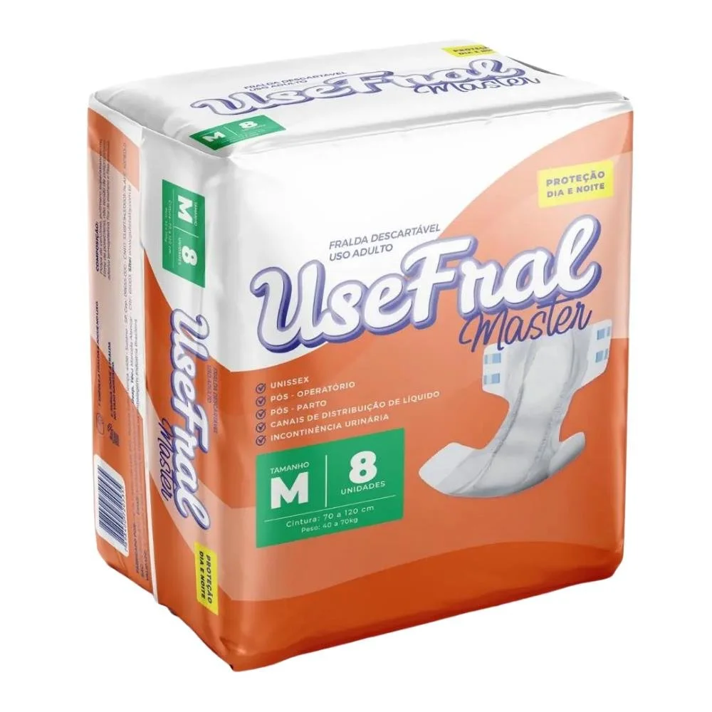 Fralda Geriatrica Usefral Tamanho M - Com 8 Tiras