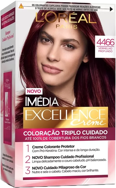 COLORAÇÃO IMÉDIA KIT 4466 VERMELHO PROFUNDO