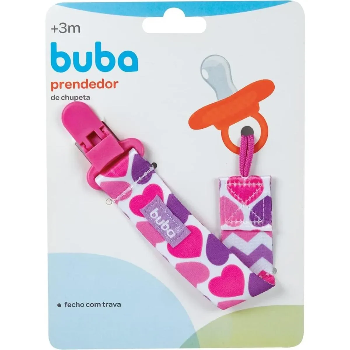 Buba Prendedor de Chupeta Corações Rosa E Roxo