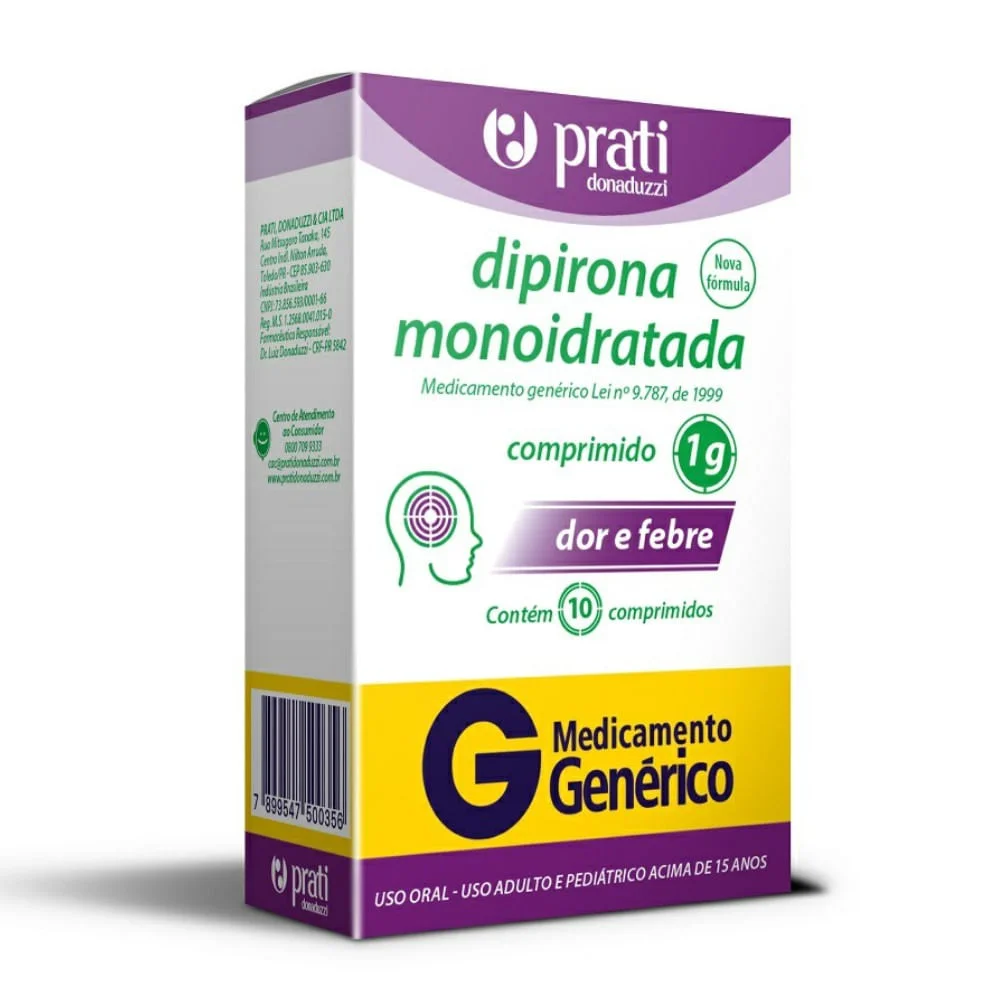 Dipirona Monoidratada 1000mg com 10 Comprimidos