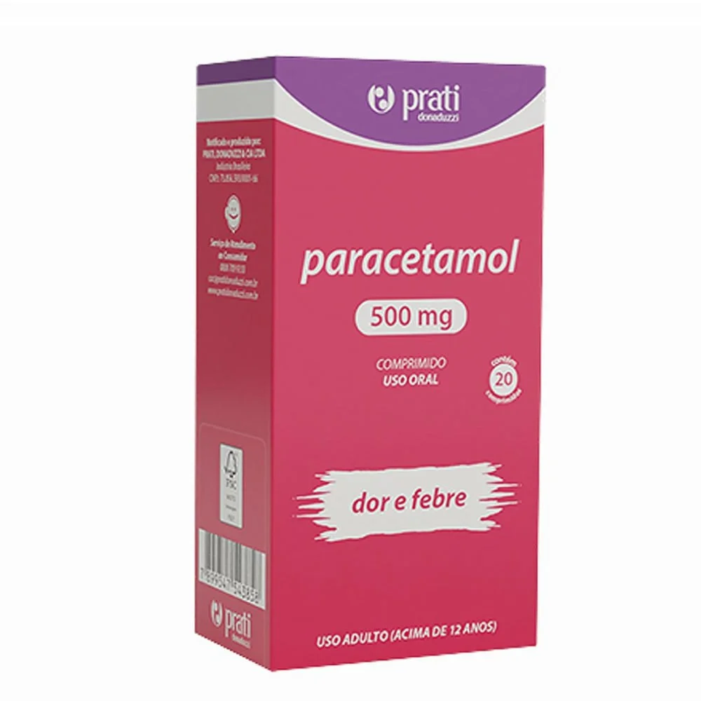 Paracetamol 500mg Prati Donaduzzi com 20 Comprimidos