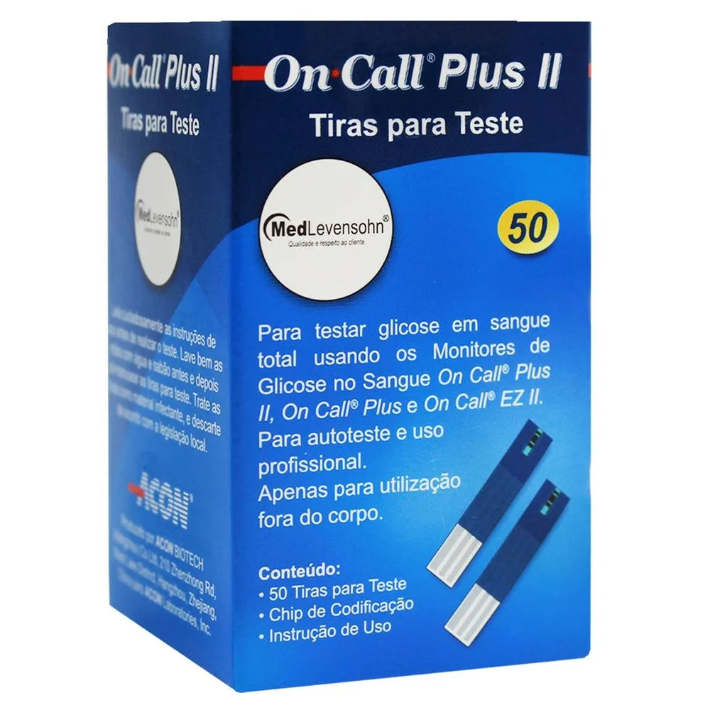 Tiras Reagentes para Teste de Glicemia On Call Plus II com 50 Unidades