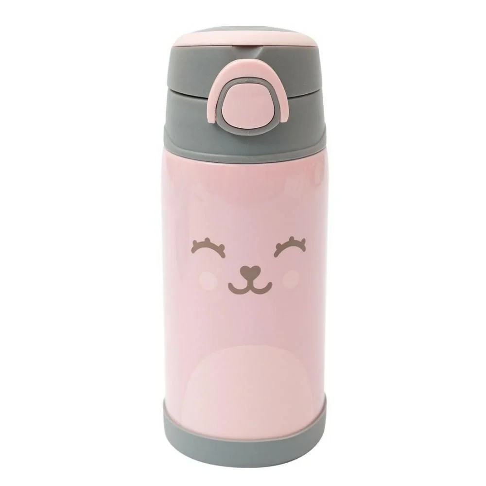 Copo Térmico Parede Dupla com Canudo Buba Gumy Rosa 400ml com 1 Unidade