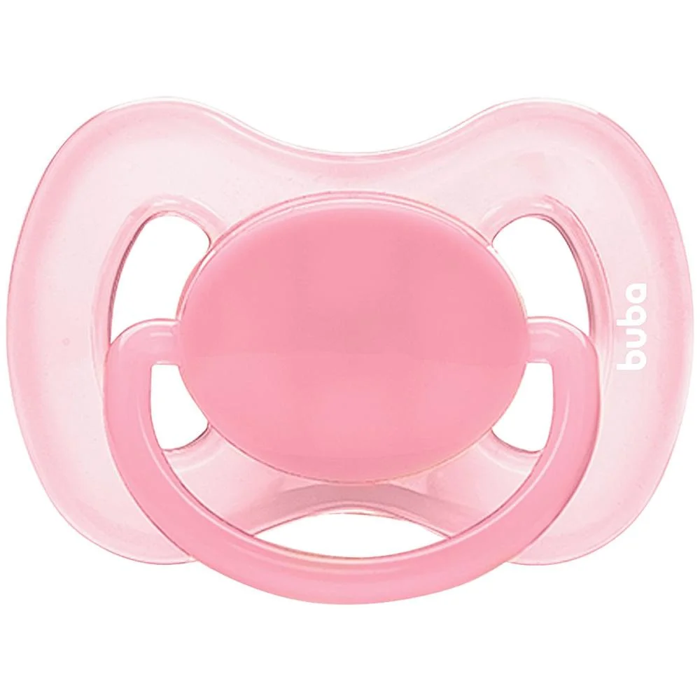 Chupeta Comfort Buba Baby T2 Lisa Cor Rosa com 1 Unidade