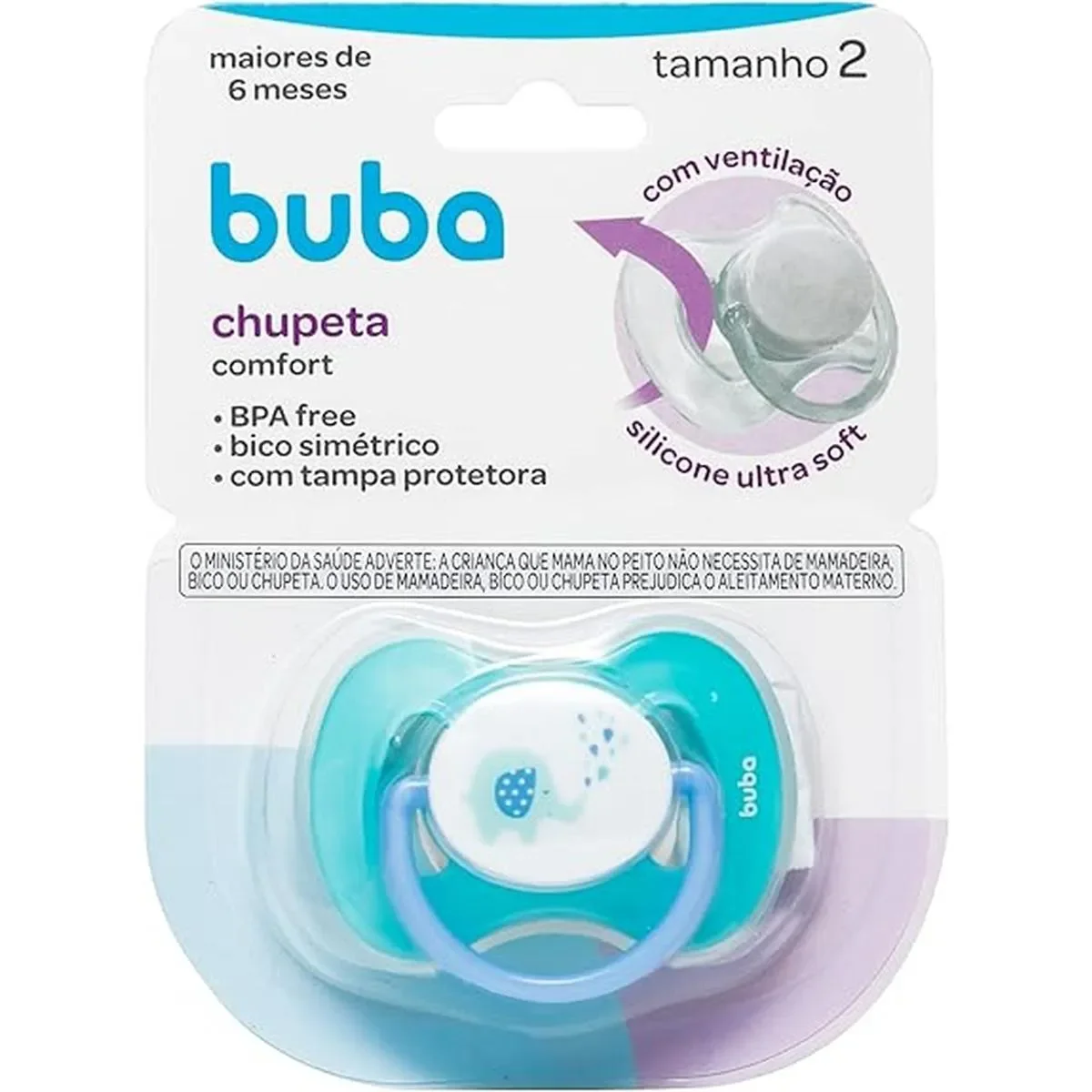 Buba Chupeta Comfort Tam 2 Elefantinho Azul +6M (7908103726717)