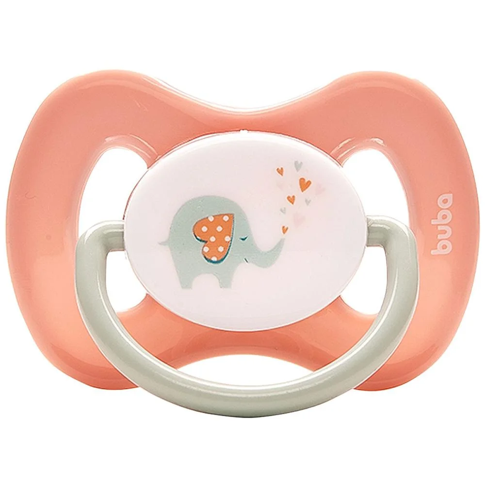 Chupeta Comfort Buba Baby Elefante T2 Cor Rosa com 1 Unidade