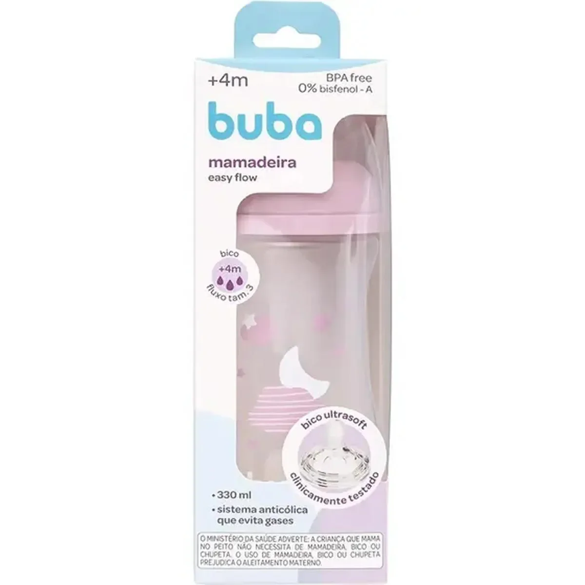 Buba Mamadeira Easy Flow Nuvem Rosa 330ml