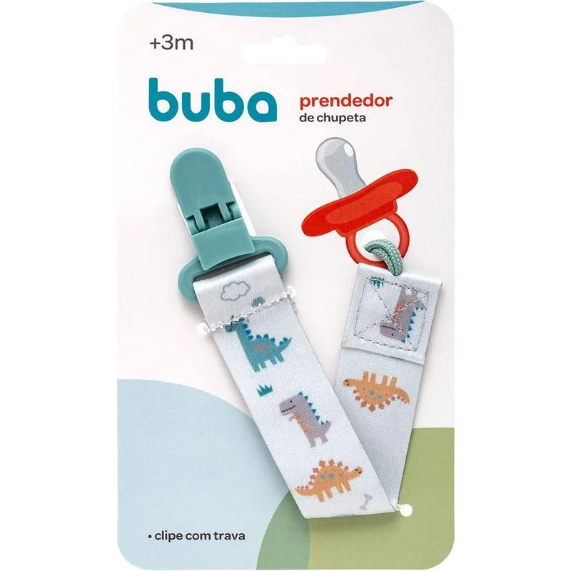 Prendedor de Chupeta Buba Magic Dino com 1 Unidade