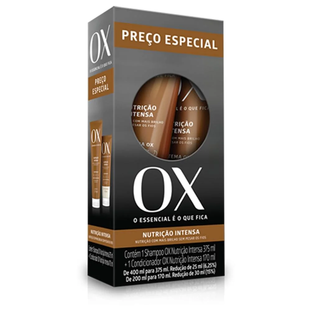 Kit Nutrição Intensa Ox com 1 Shampoo 375ml + 1 Condicionador 170ml