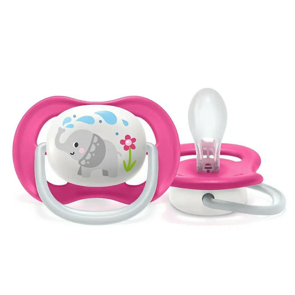 Chupeta Avent Philips Ultra Air Animais 6 à 18 Meses Rosa Scf081/12 Elefante com 1 Unidade