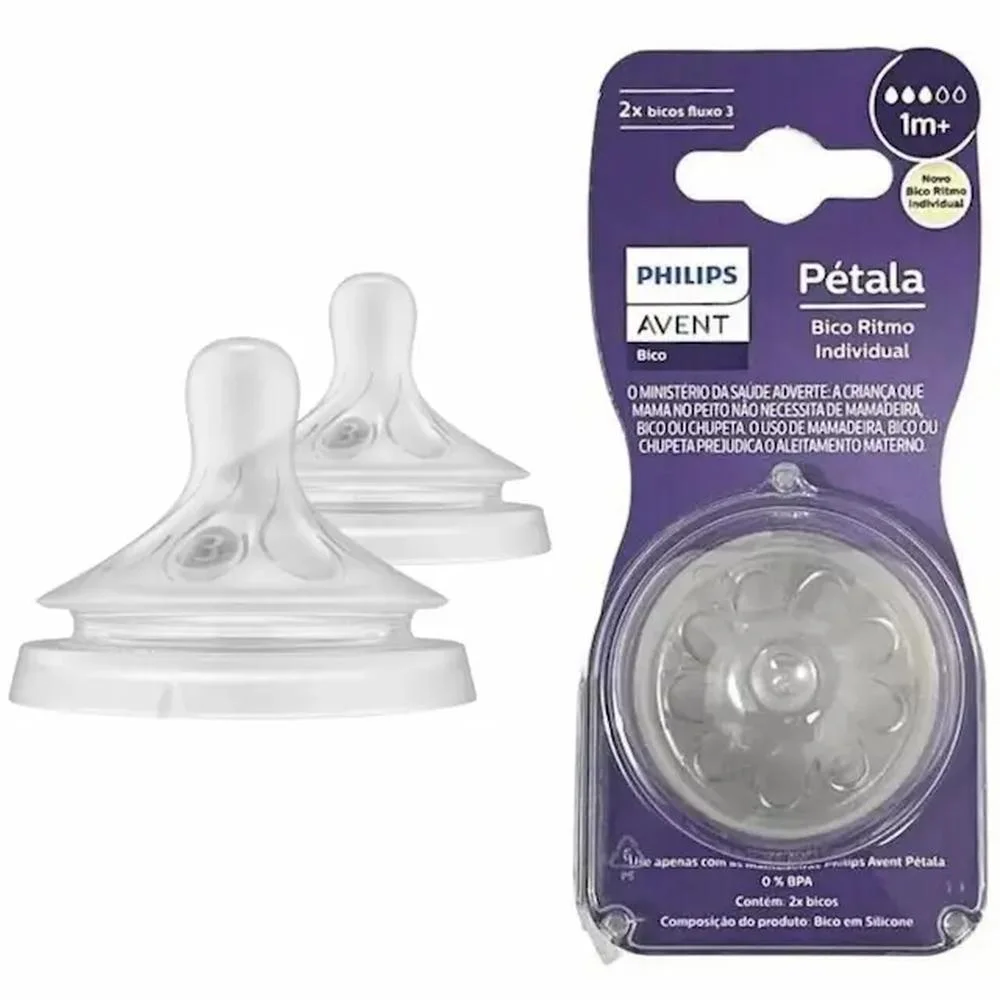 Bico de Mamadeira Avent Pétala 3.0 Scy963/02 1 Meses+ com 2 Unidades
